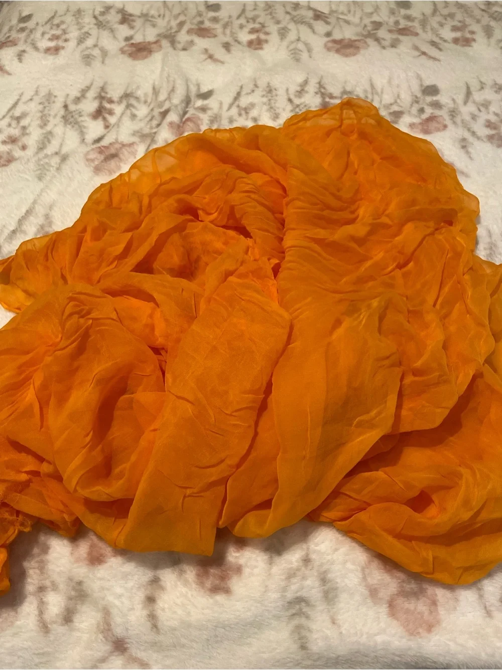 Indian Orange Women's Sheer Scarf Dupatta Versatile Shawl Raw Hem